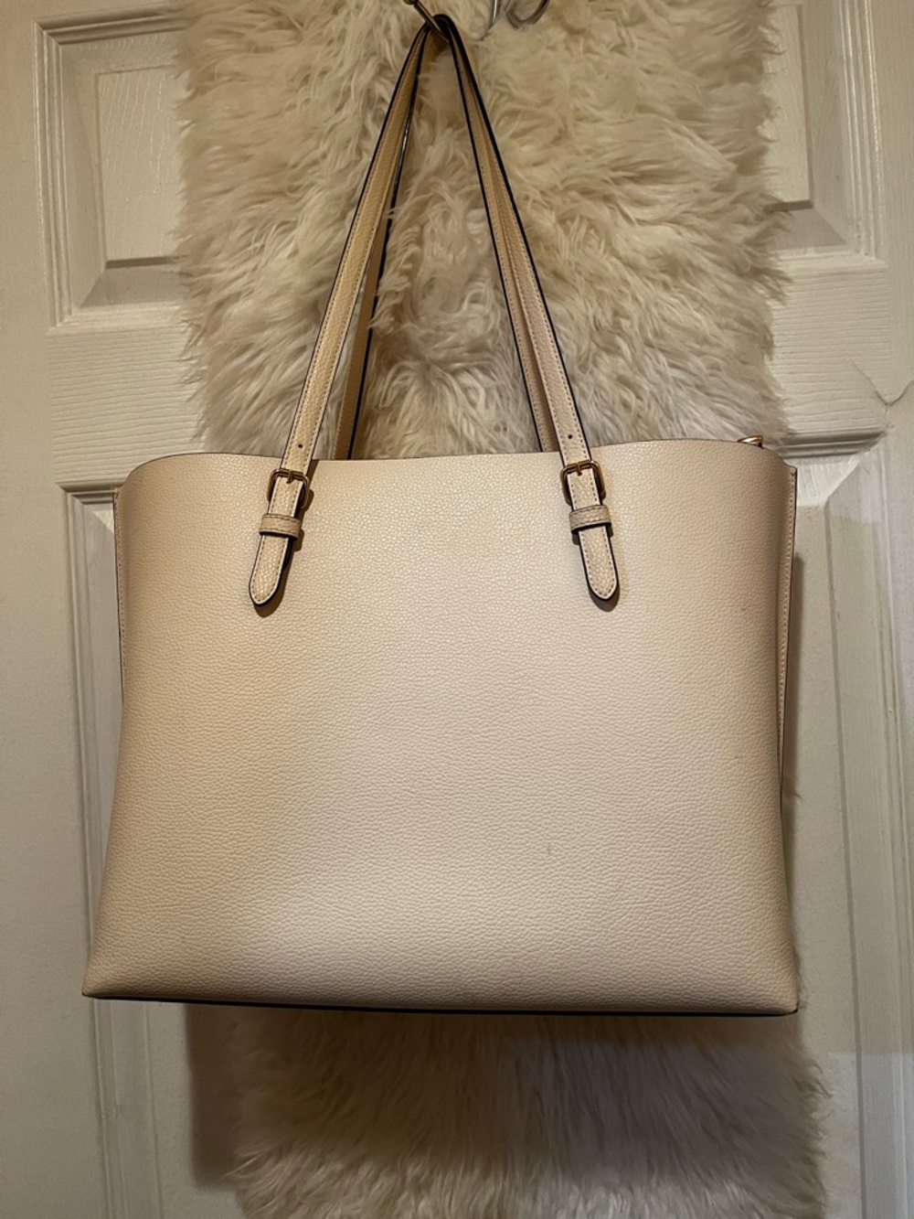 Coach Pebbled Leather Tote in Cream - Picture 3 of 4